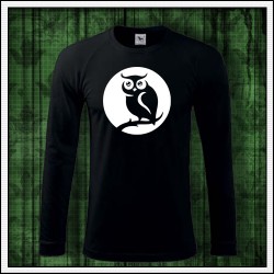 Pánske dlhorukávové svietiace tričko so sovou