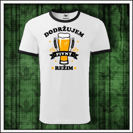 Vtipné unisex dvojfarebné tričko Dodržujem pivný režim, darček pre pivára