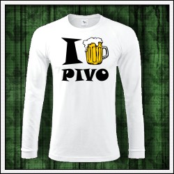 Vtipné pánske 180 g. dlhorukávové tričká I Love Pivo