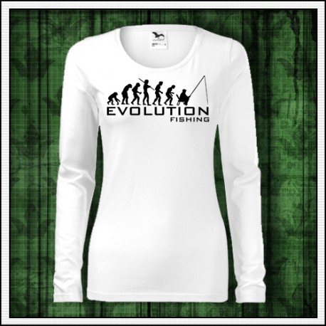 Vtipné dámske tričko s dlhým rukávom Evolution Fishing