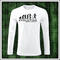 Vtipné pánske dlhorukávové tričko evolucia severska chodza