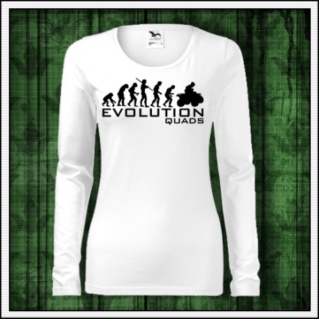 Vtipné dámske biele dlhorukávové tričko Evolution Quads