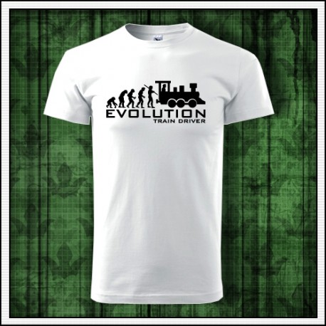 Vtipné unisex tričko Evolution Train Driver darček pre rušňovodiča