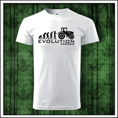 Vtipné unisex tričko Evolution Farmer darček pre traktoristu