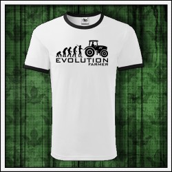 Vtipné unisex dvojfarebné tričká Evolution Farmer