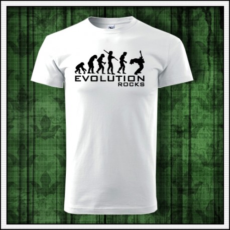Vtipné unisex tričko Evolution Rocks rockový darček