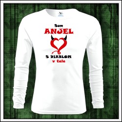 Vtipné pánske 160g. dlhorukávové tričká Som anjel s diablom v tele