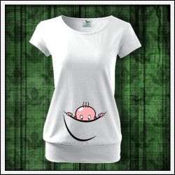 Vtipné dámske tehotenské tričko Vykúkajúce dieťa (vak)