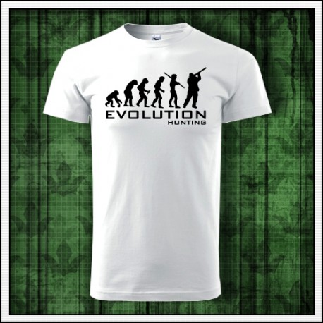 Vtipné unisex tričko Evolúcia poľovníka, tricko s polovnickym motivom