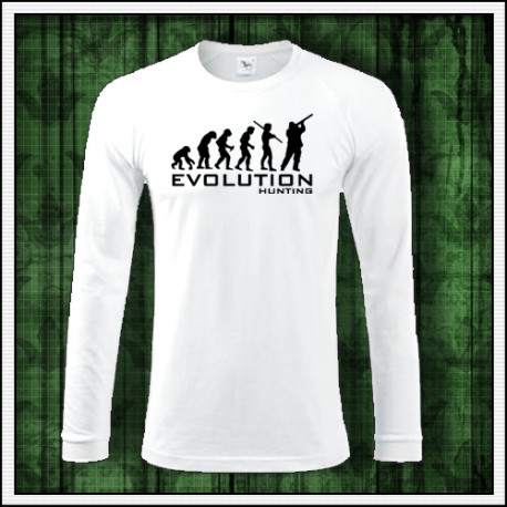 Vtipné pánske dlhorukávové poľovnícke tričko Evolucia polovnika