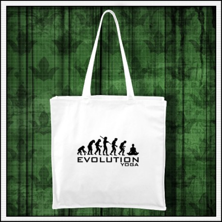 Vtipná biela taška Evolúcia jogy
