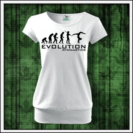 Vtipné dámske tričko s patentom Evolúcia gymnastiky