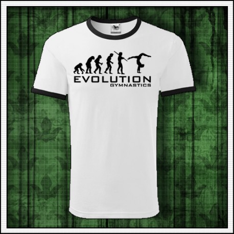 Vtipné unisex dvojfarebné tričko Evolution Gymnastics