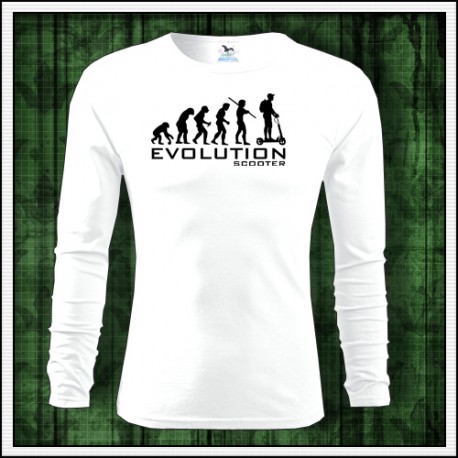 Vtipné detské dlhorukávové tričko Evolúcia kolobežky