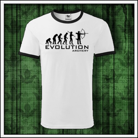 Vtipné unisex dvojfarebné tričko Evolucia lukostrelby