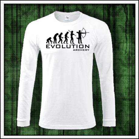 Vtipné pánske dlhorukávové tričko Evolúcia lukostrelby