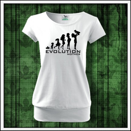Vtipné dámske tričko s patentom Evolution Mother