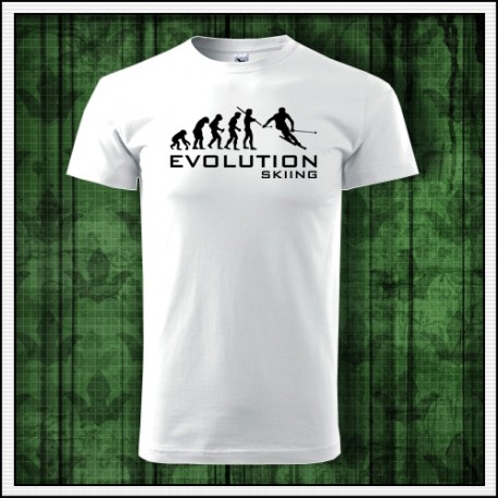 Vtipné unisex tričko Evolúcia lyžiara