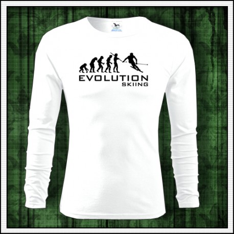 Vtipné pánske dlhorukávové tričko Evolúcia lyžovania