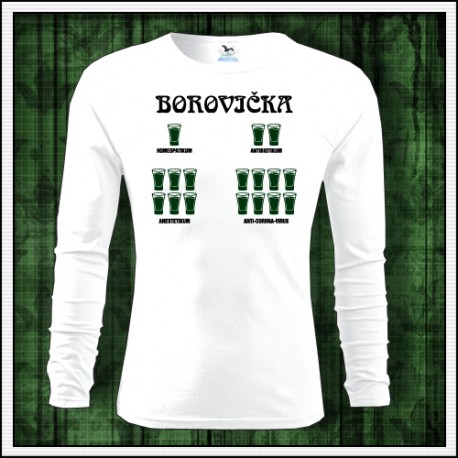 Vtipné pánske dlhorukávové tričko Borovička - Coronavirus