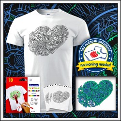 Vyfarbovacie antistresové detské tričko omaľovánka mandala Srdce