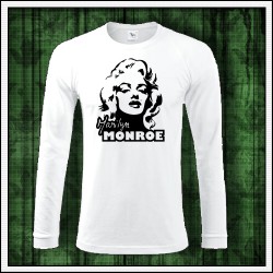 retro darček pánske dlhorukávové biele tričko Marilyn Monroe