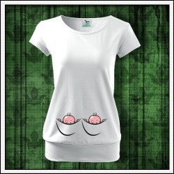 Vtipné dámske tehotenské tričká Vykúkajúce dvojčatá