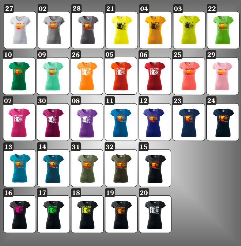 ženské farebné tričká darček pre šípkarku dart steel oblečenie
