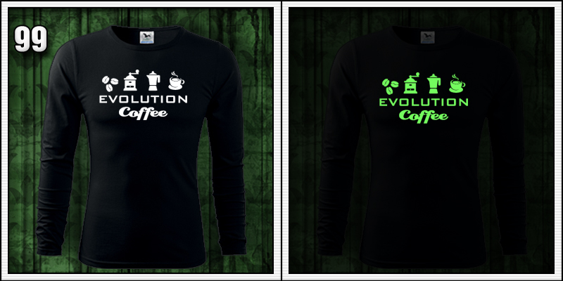 pánske tričko evolúcia kávy